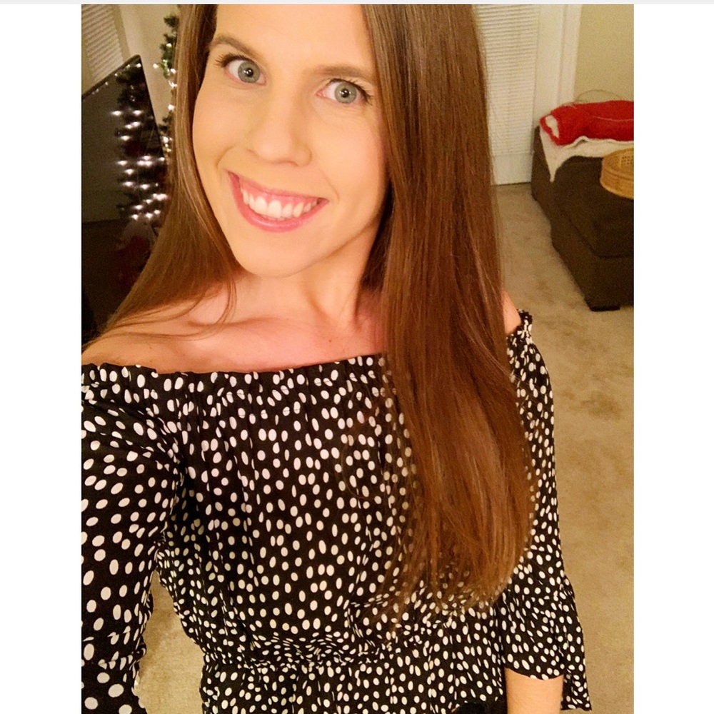 Off the shoulder black and white top
